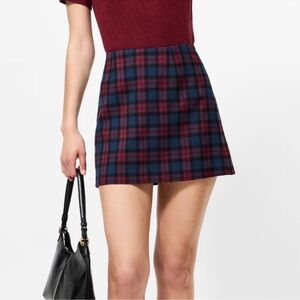 French Connection Tartan Mini Skirt - Burgundy and Navy